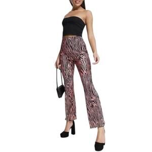 ASOS Design Plisse Flare Pant Pink Black Size 6 NWOT